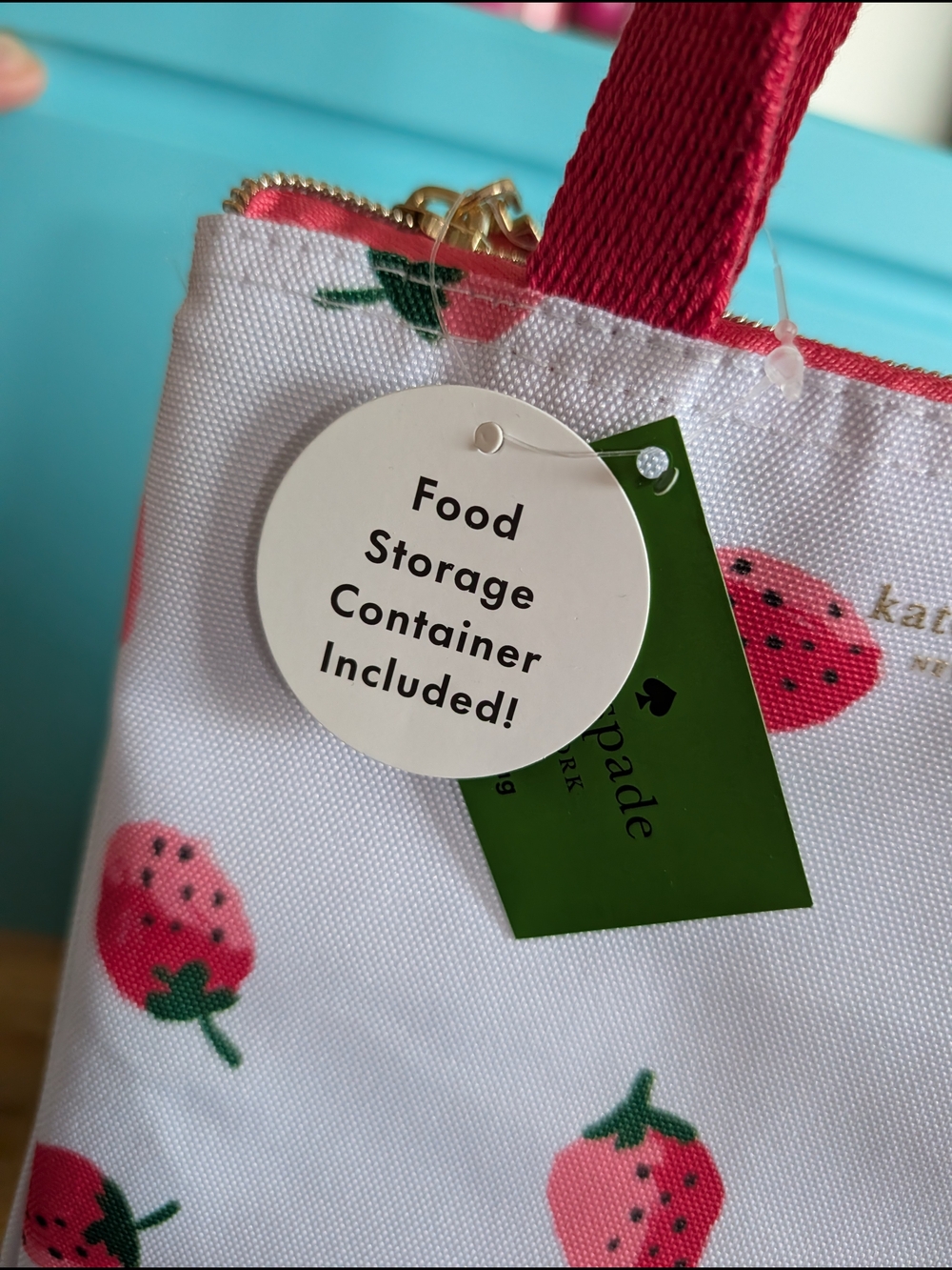 Kate Spade Strawberry Print Lunch Tote With Storage Container - Picture 2 of 10
